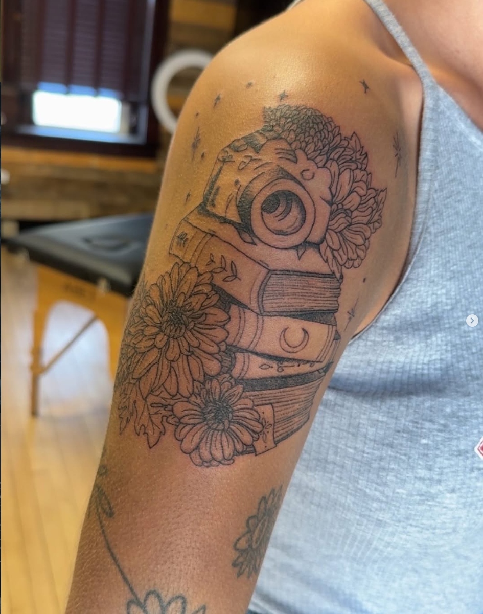 Matching butterfly split tattoos